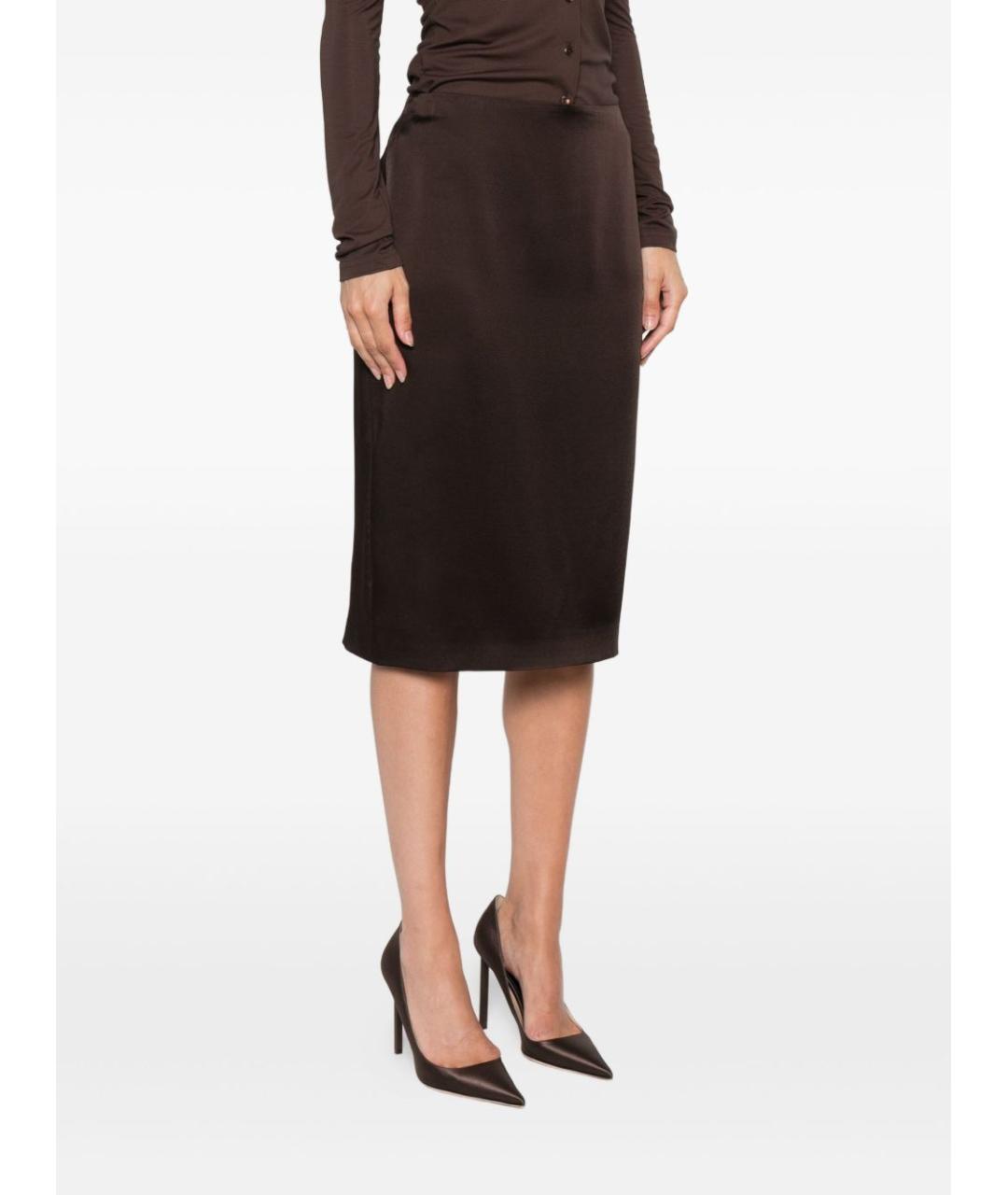 TOM FORD Коричневая вискозная юбка миди, фото 4