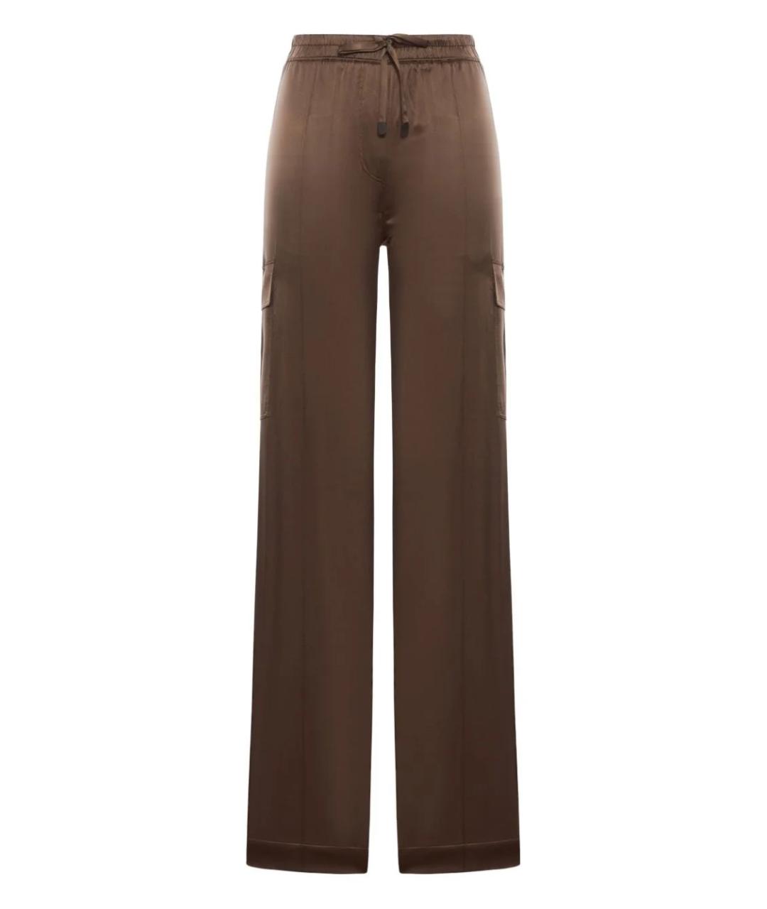 TOM FORD Коричневые шелковые прямые брюки, фото 1