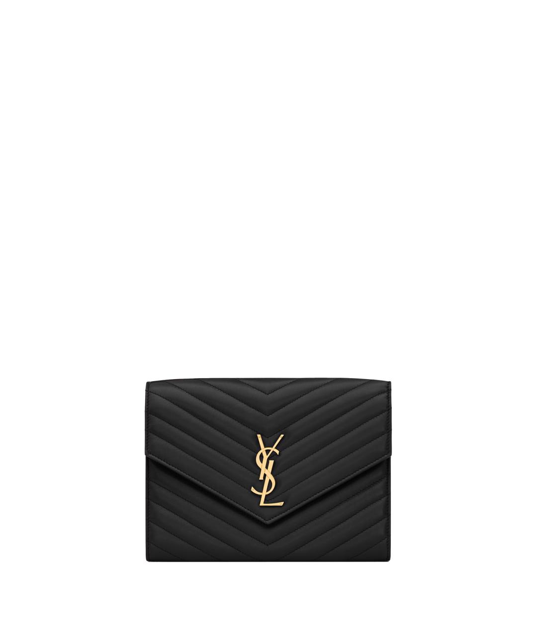 SAINT LAURENT Черный кожаный кошелек, фото 1