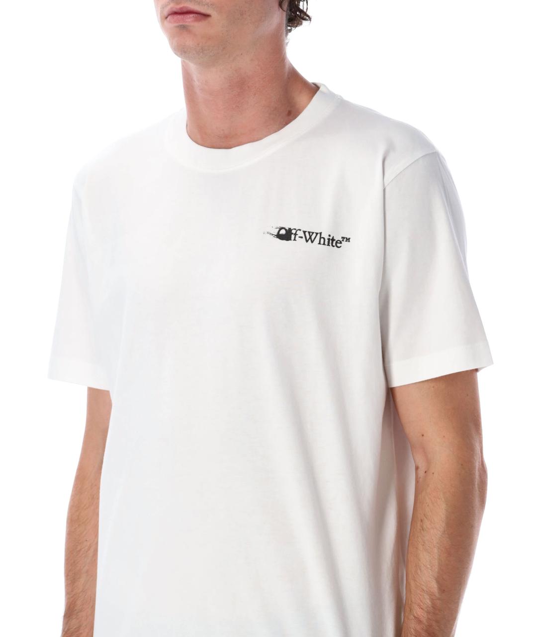 OFF-WHITE Белая хлопковая футболка, фото 4