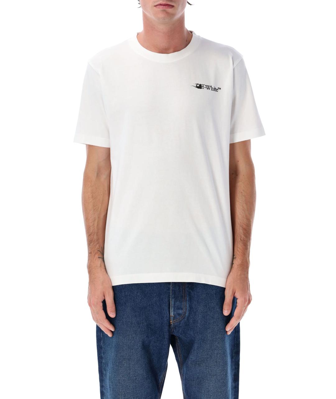 OFF-WHITE Белая хлопковая футболка, фото 2