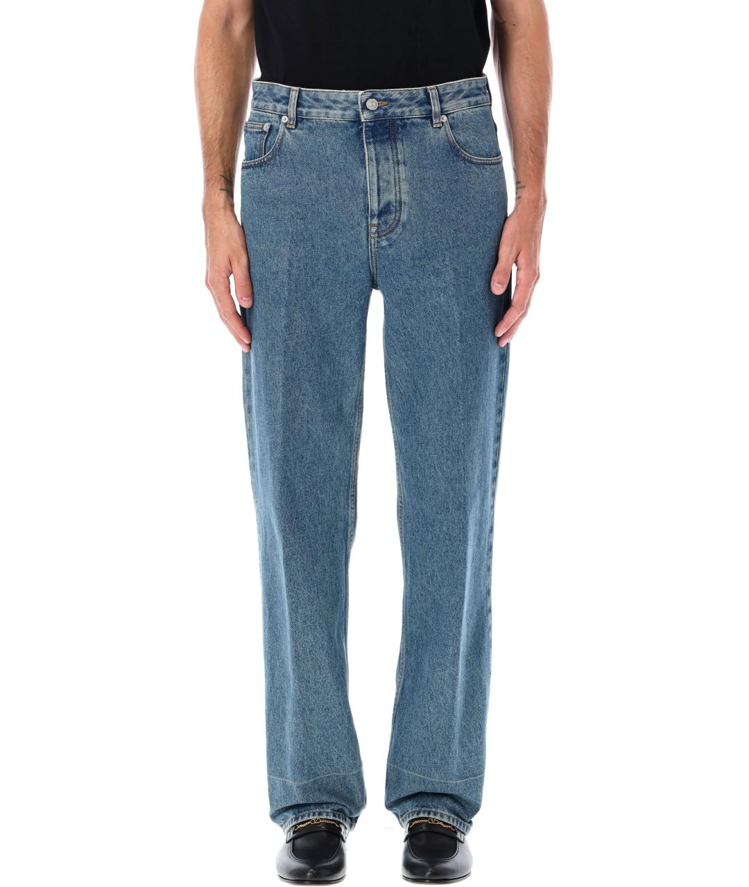 VALENTINO Синие хлопковые прямые джинсы, фото 4