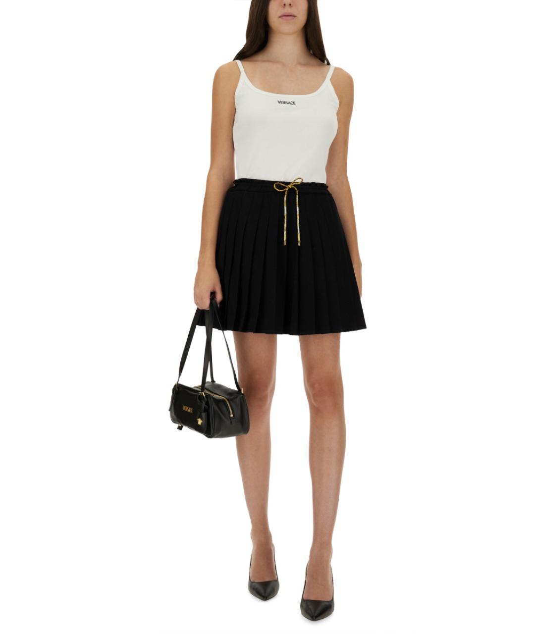 VERSACE Черная хлопковая юбка мини, фото 2
