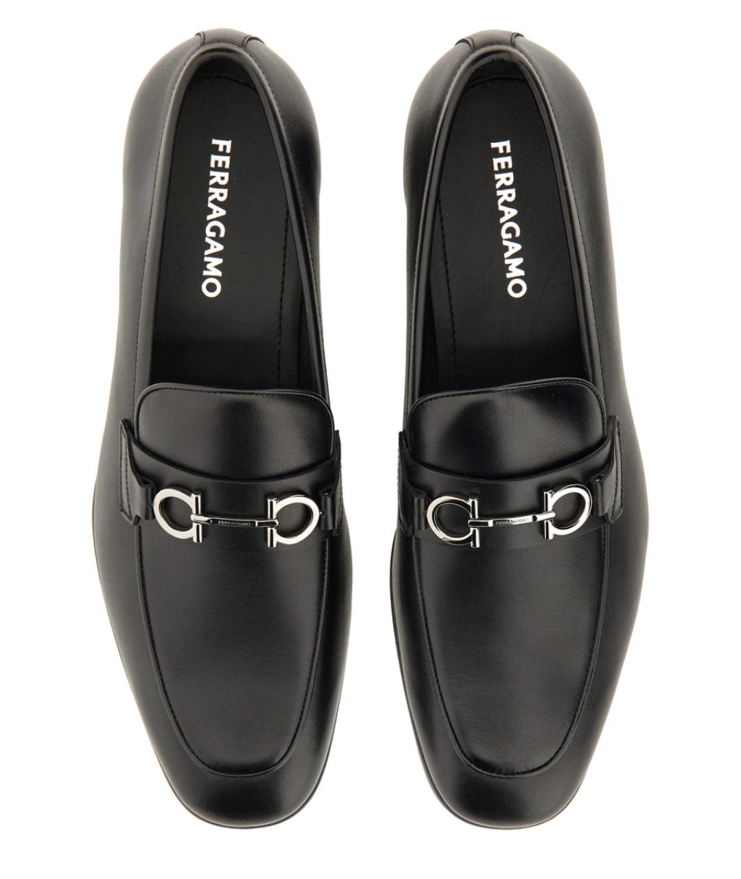 FERRAGAMO Черные кожаные лоферы, фото 5