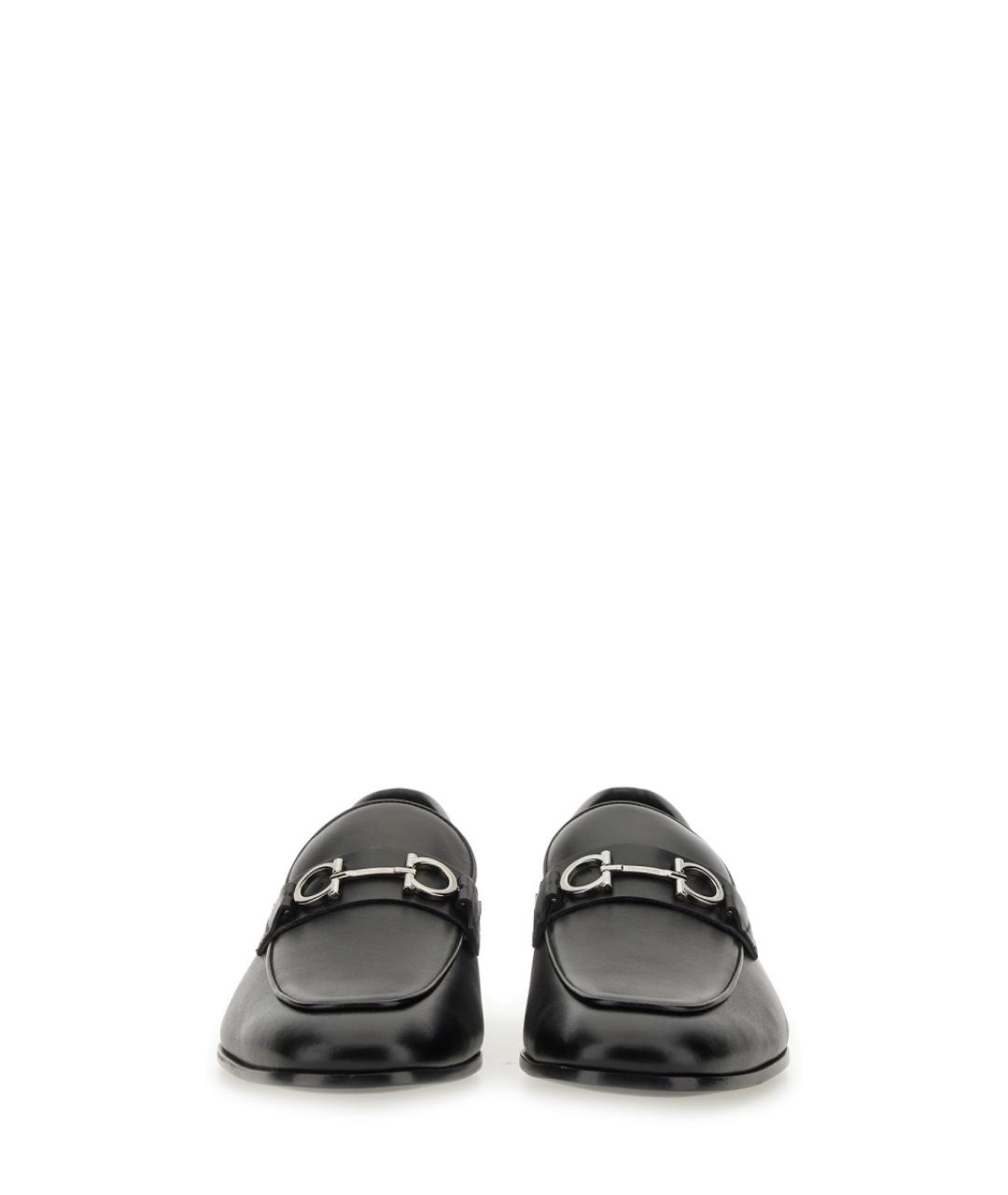 FERRAGAMO Черные кожаные лоферы, фото 4