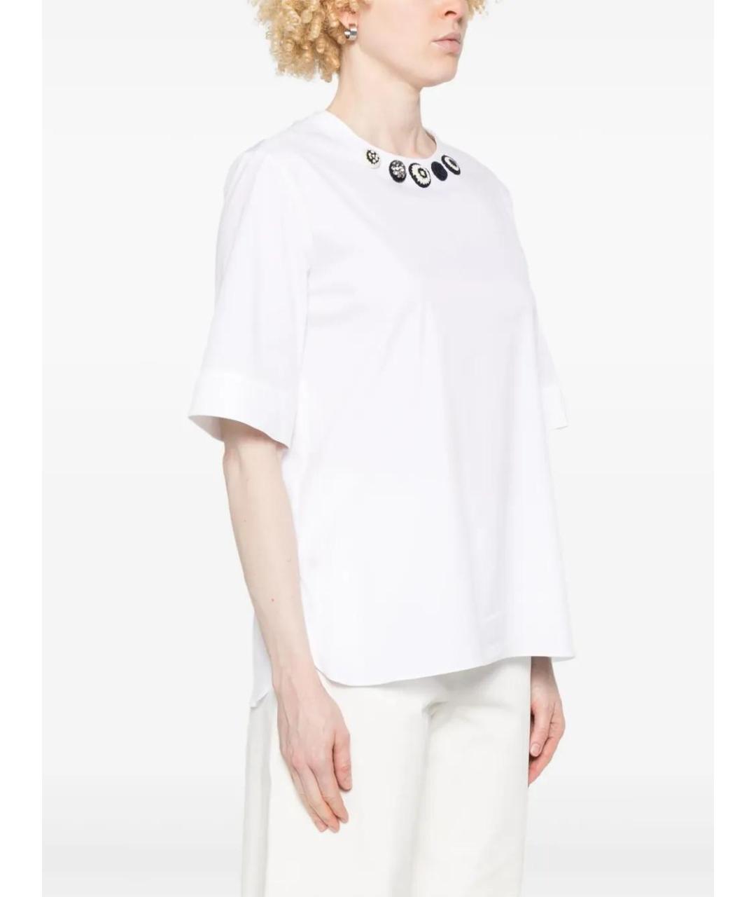 'S MAX MARA Белая хлопковая футболка, фото 3