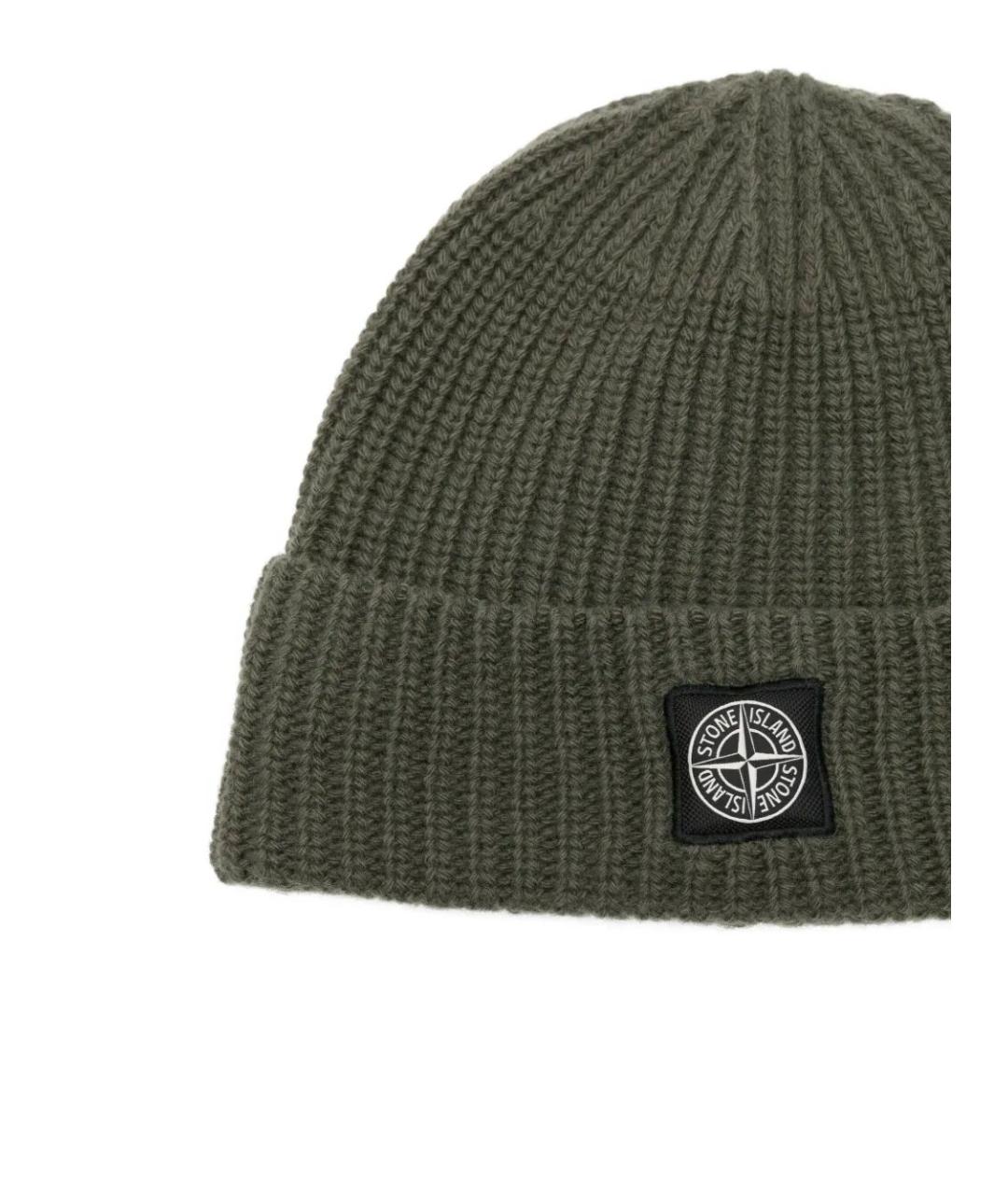 STONE ISLAND Зеленая шерстяная шапка, фото 2