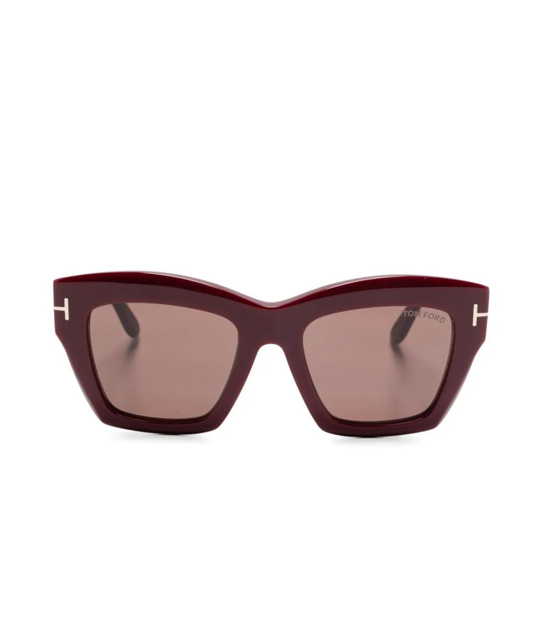TOM FORD Бордовые пластиковые солнцезащитные очки, фото 1