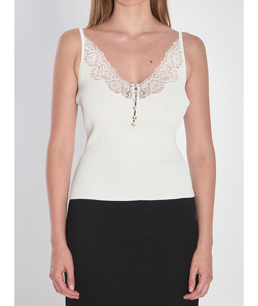 SELF-PORTRAIT Белая вискозная футболка, фото 2