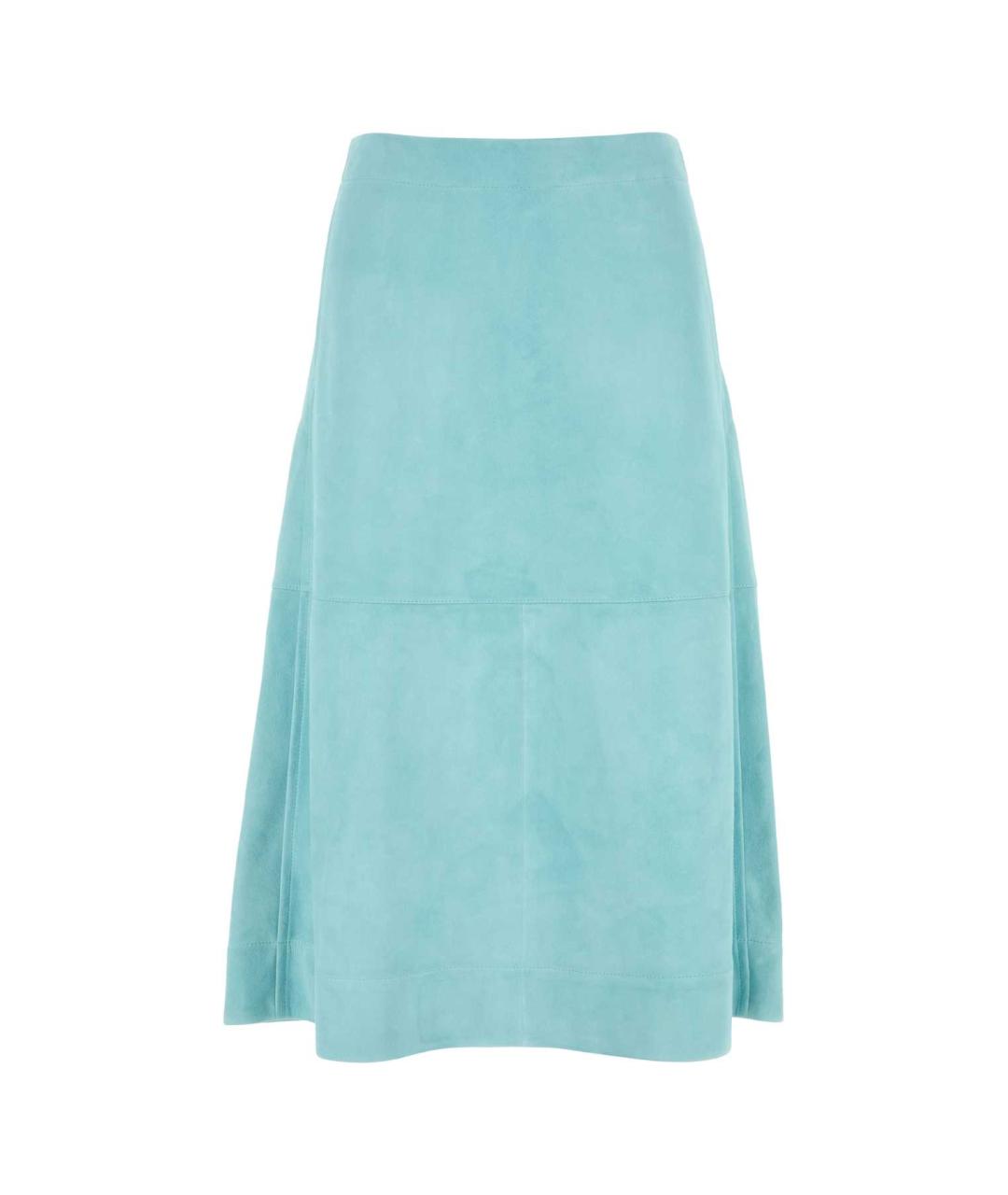 BOTTEGA VENETA Голубая замшевая юбка миди, фото 1