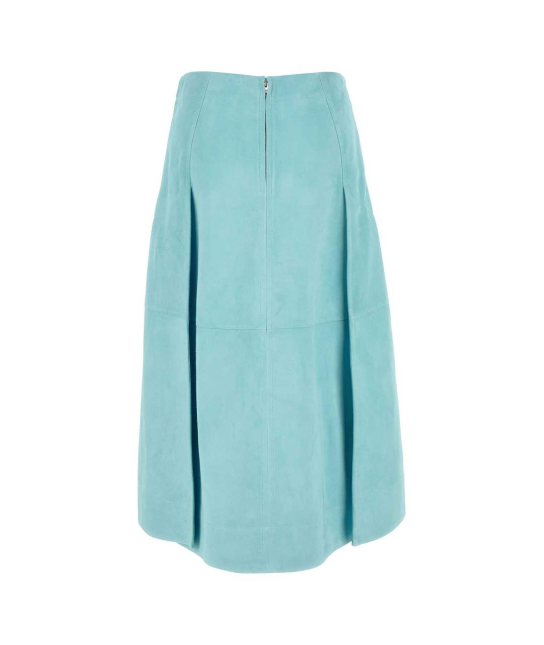 BOTTEGA VENETA Голубая замшевая юбка миди, фото 2