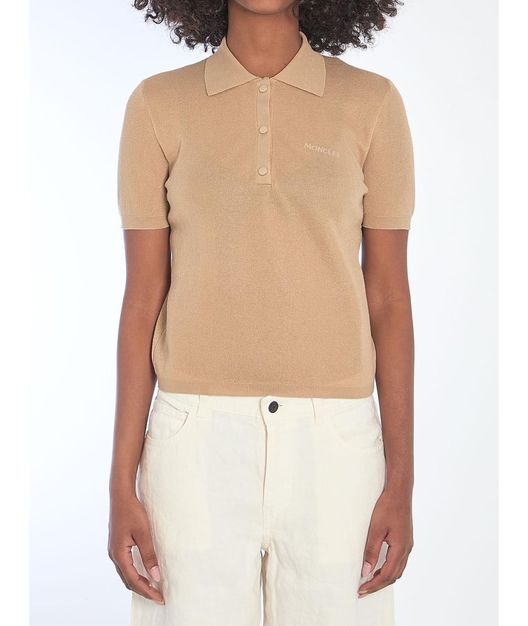 MONCLER Бежевая хлопковая футболка, фото 2