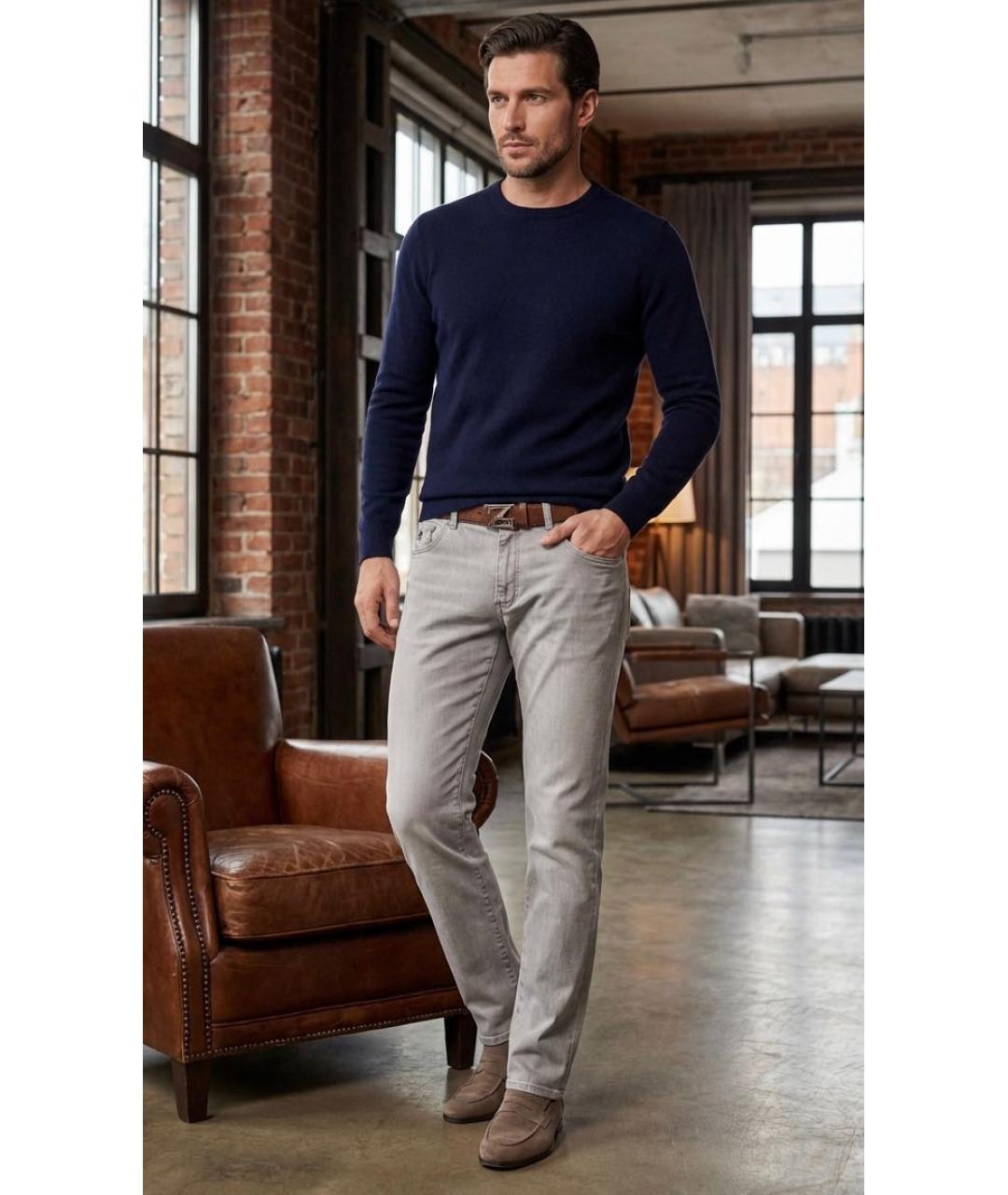 ZILLI Серые прямые джинсы, фото 4