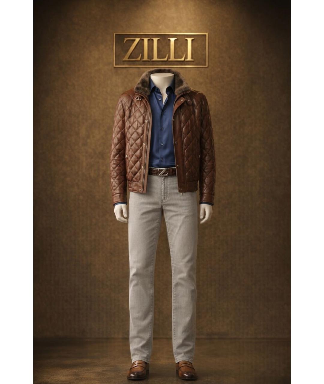 ZILLI Серые прямые джинсы, фото 3