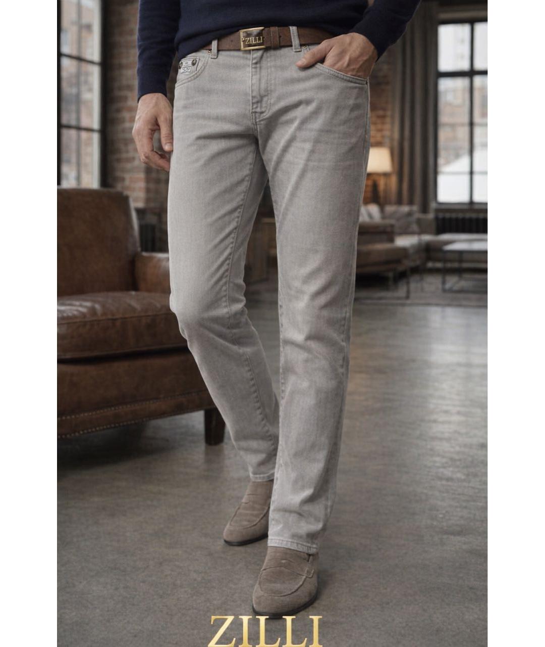 ZILLI Серые прямые джинсы, фото 5