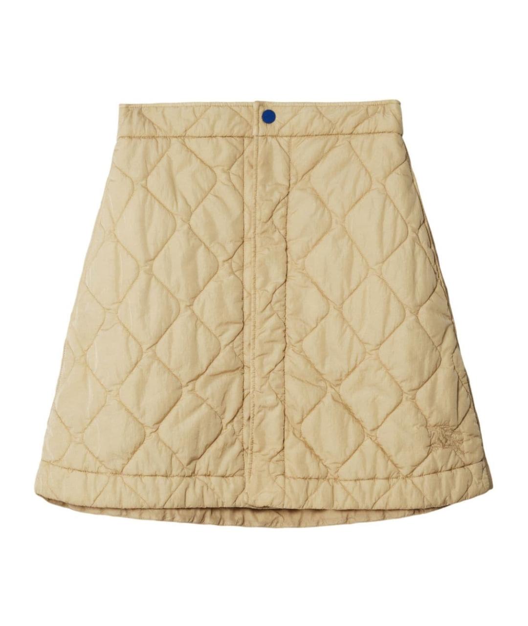 BURBERRY Бежевая полиамидовая юбка мини, фото 1