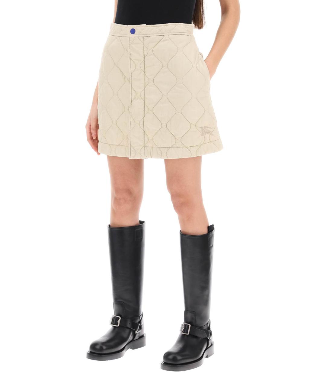 BURBERRY Бежевая полиамидовая юбка мини, фото 4