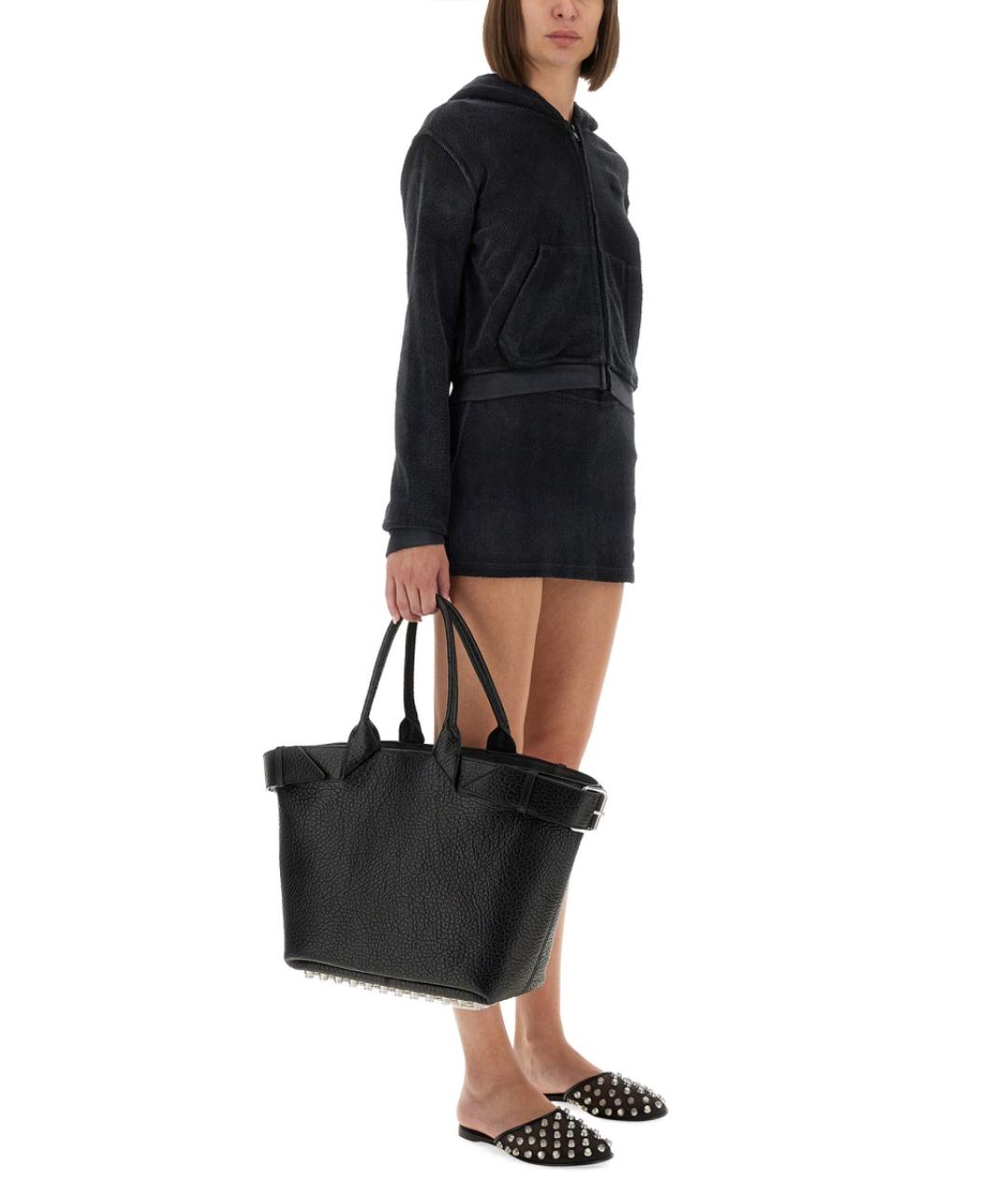 ALEXANDER WANG Черная хлопковая юбка мини, фото 2