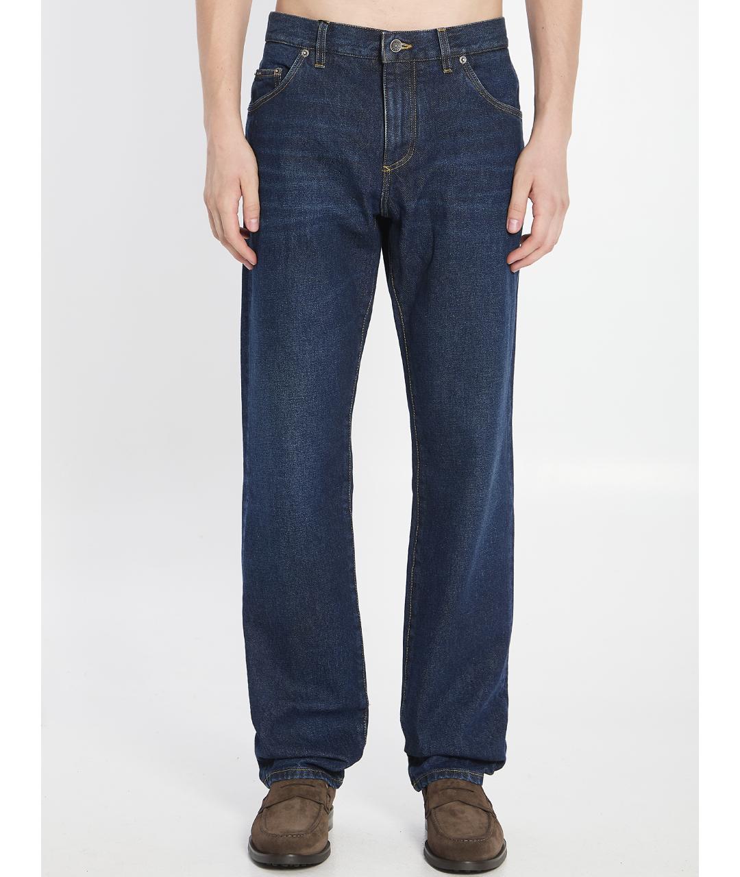 DOLCE&GABBANA Синие хлопковые повседневные брюки, фото 5