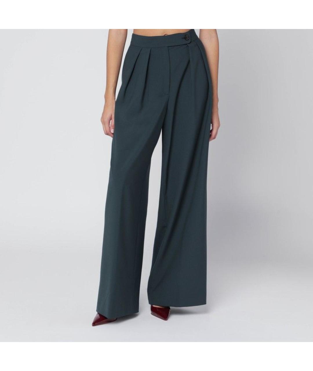 DRIES VAN NOTEN Зеленые полиэстеровые прямые брюки, фото 3