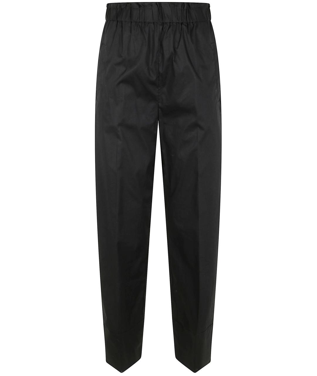 TWIN-SET Черные хлопковые прямые брюки, фото 1