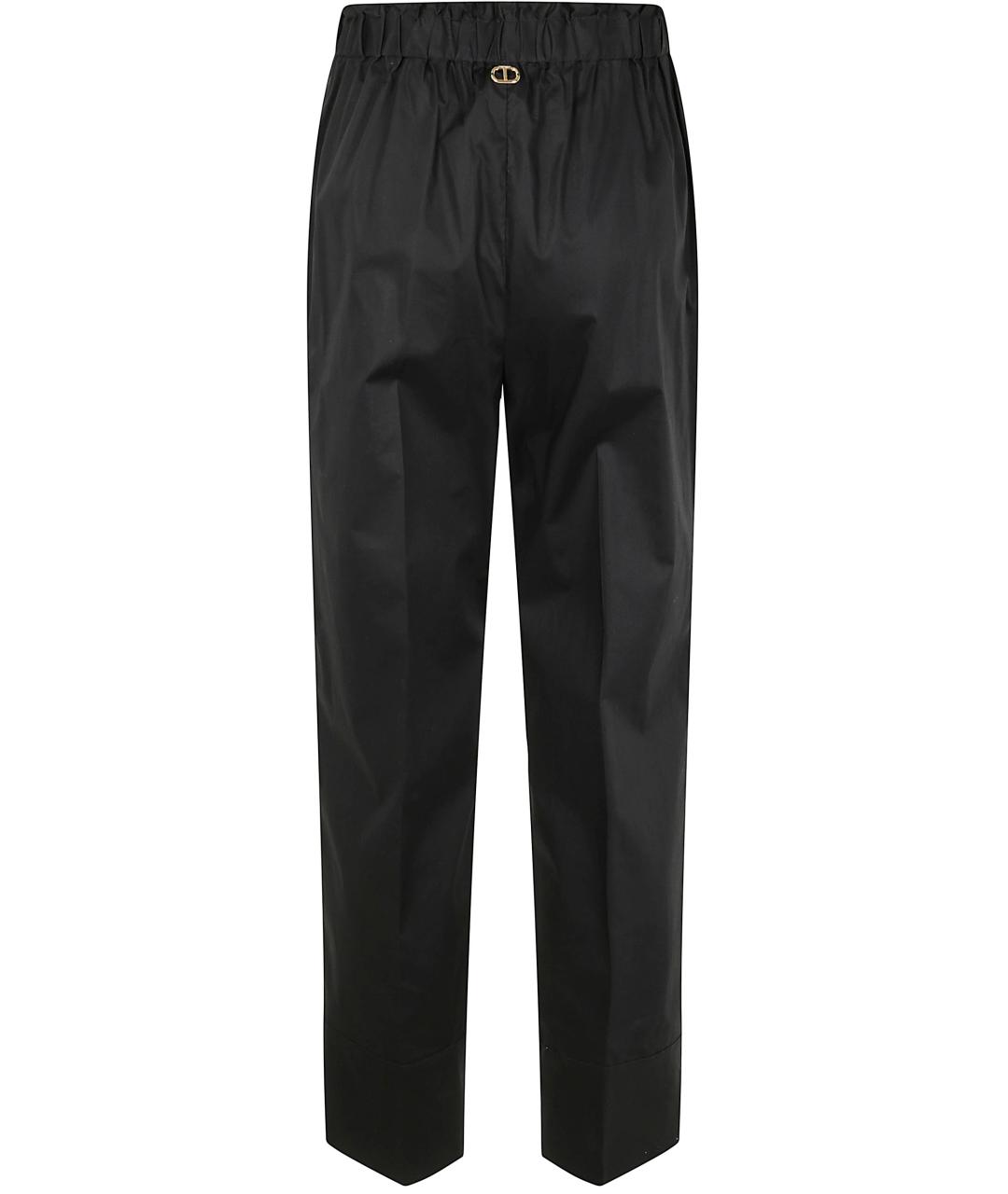 TWIN-SET Черные хлопковые прямые брюки, фото 2