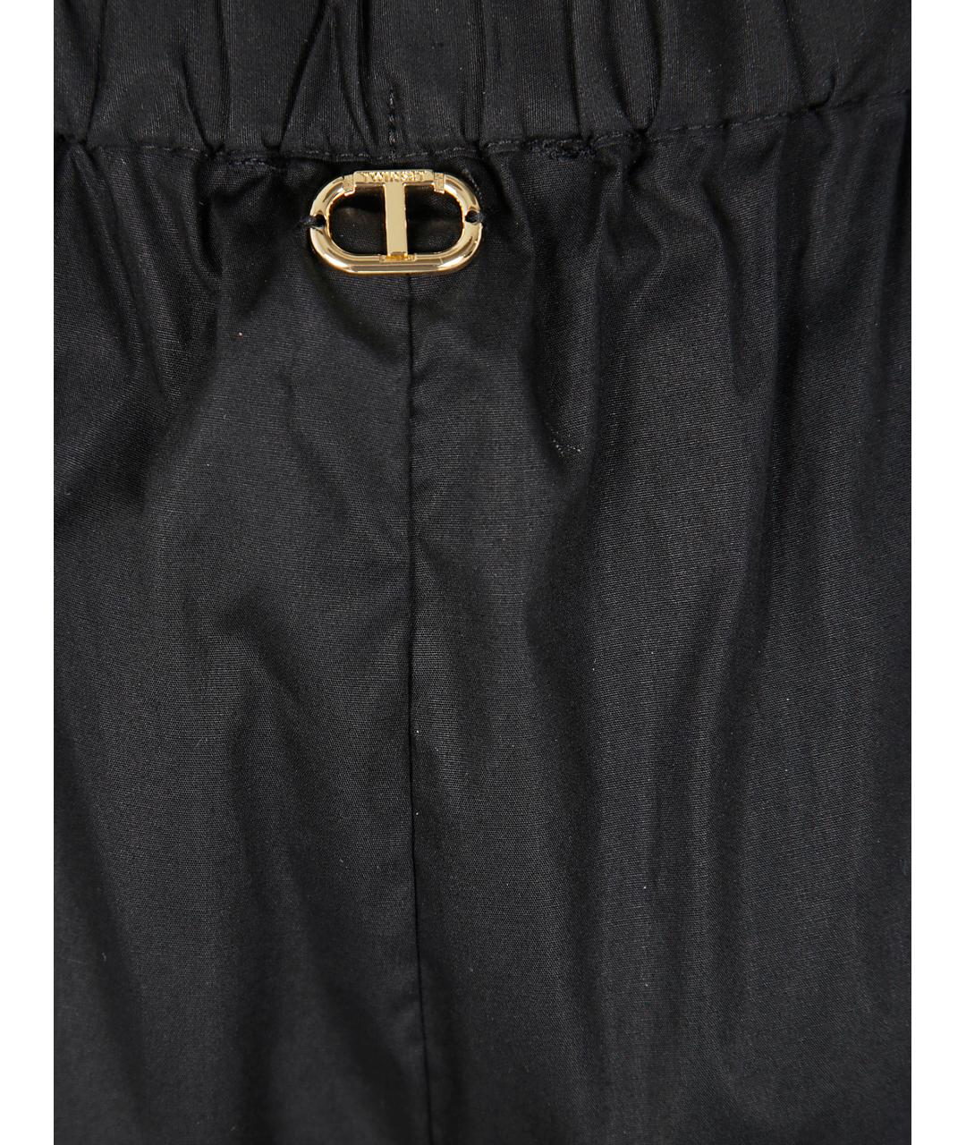 TWIN-SET Черные хлопковые прямые брюки, фото 3