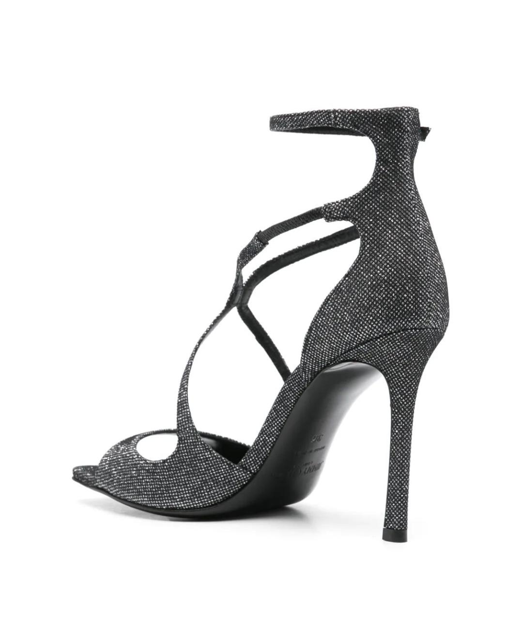 JIMMY CHOO Серебряные текстильные босоножки, фото 3