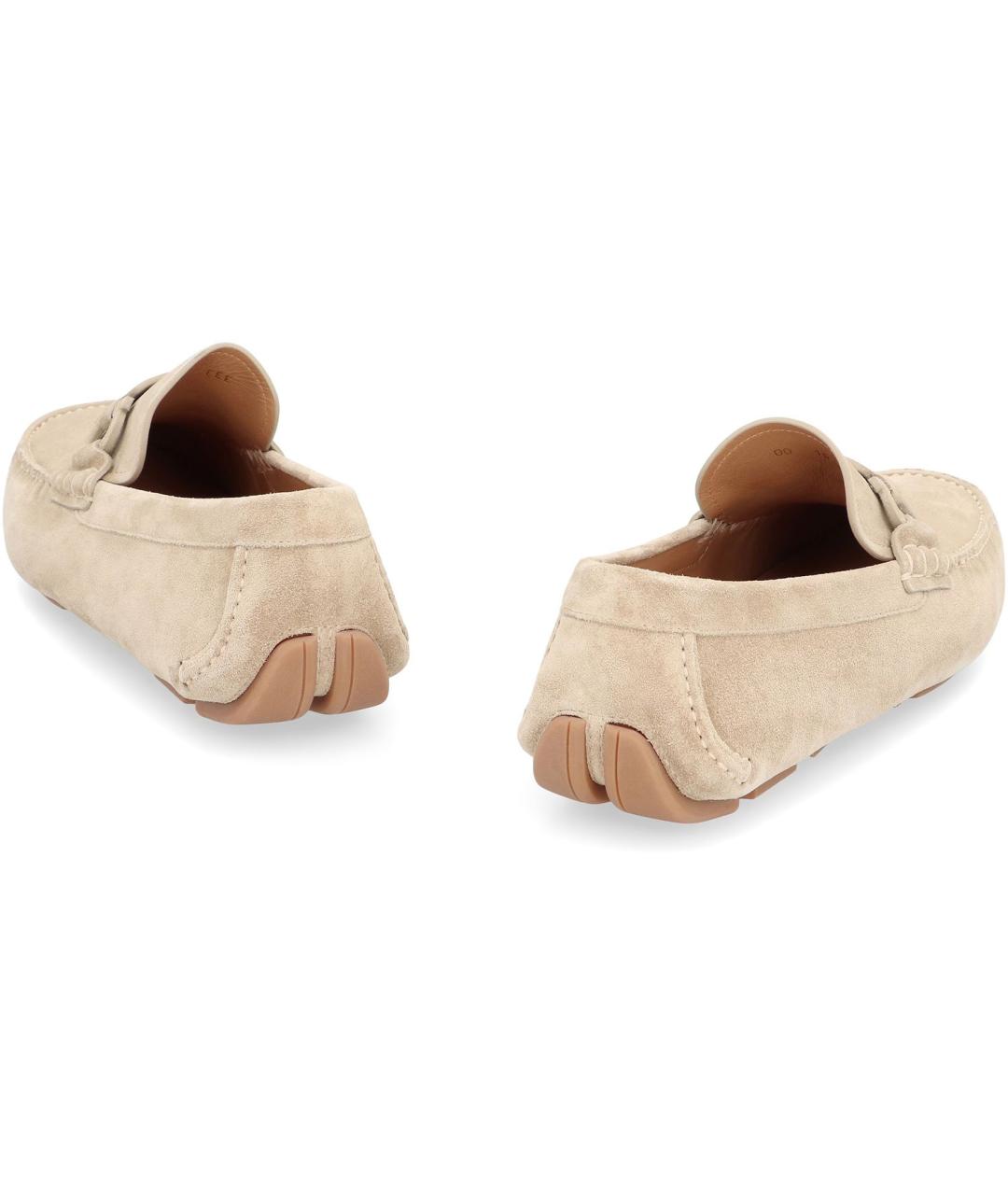 FERRAGAMO Бежевые замшевые лоферы, фото 3