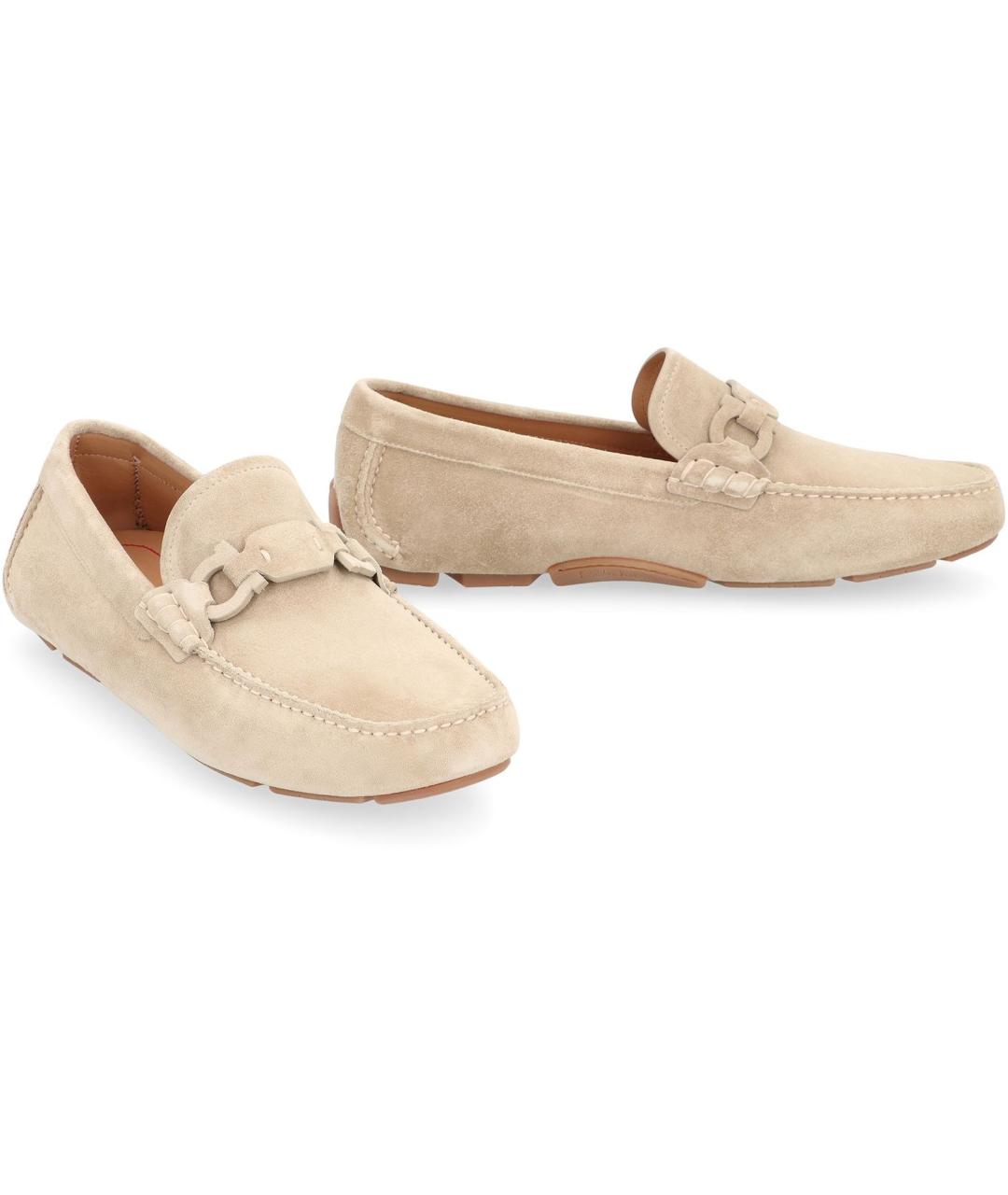 FERRAGAMO Бежевые замшевые лоферы, фото 2
