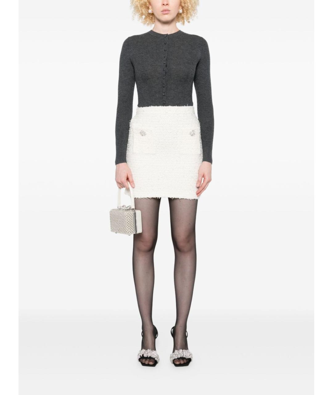 SELF-PORTRAIT Бежевая хлопковая юбка мини, фото 2