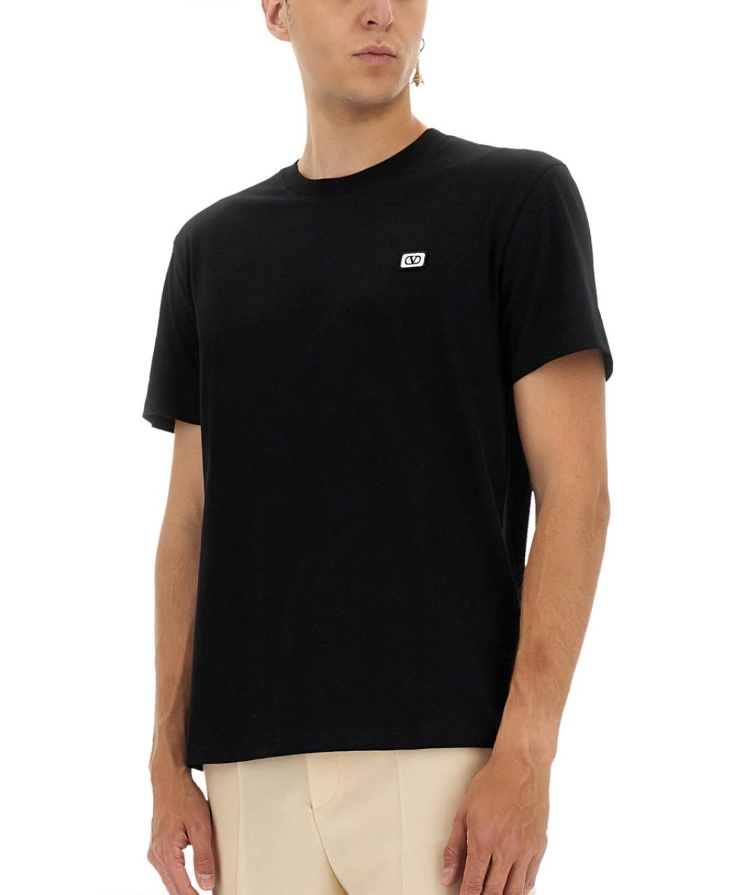 VALENTINO Черная хлопковая футболка, фото 4