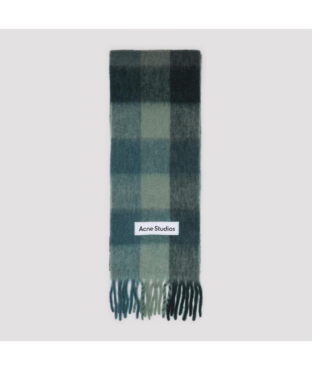 ACNE STUDIOS Бирюзовый шерстяной шарф, фото 2
