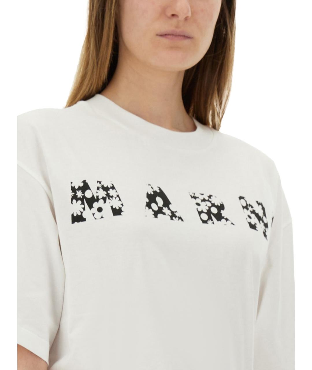 MARNI Белая хлопковая футболка, фото 5