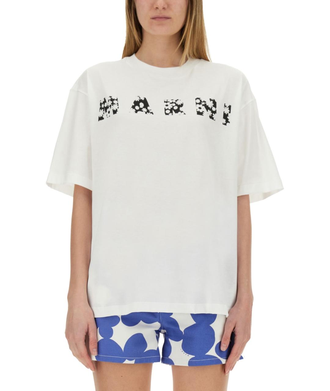 MARNI Белая хлопковая футболка, фото 2