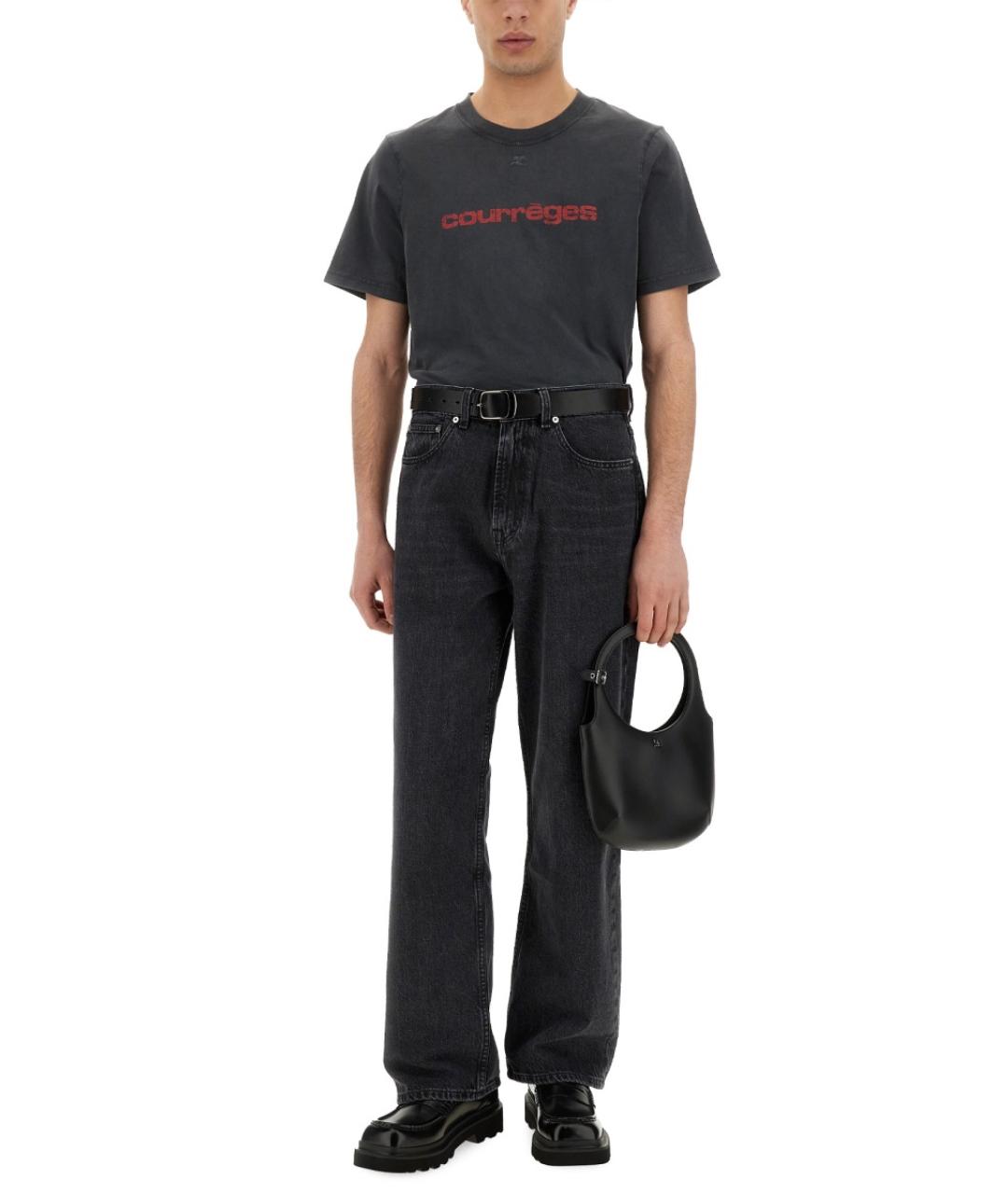 COURREGES Черная хлопковая футболка, фото 3