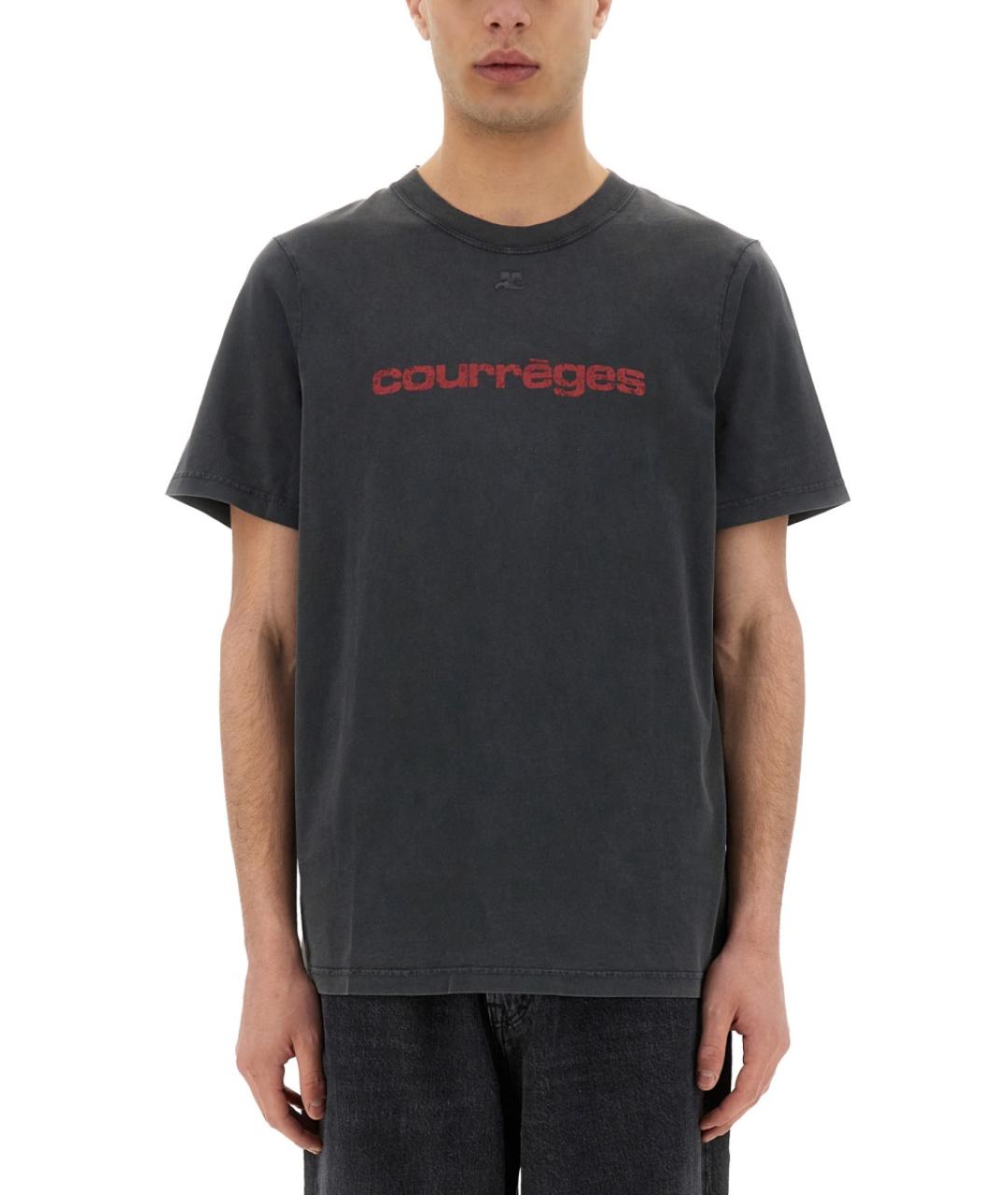 COURREGES Черная хлопковая футболка, фото 2