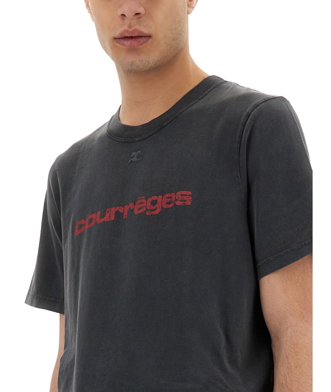 COURREGES Черная хлопковая футболка, фото 5