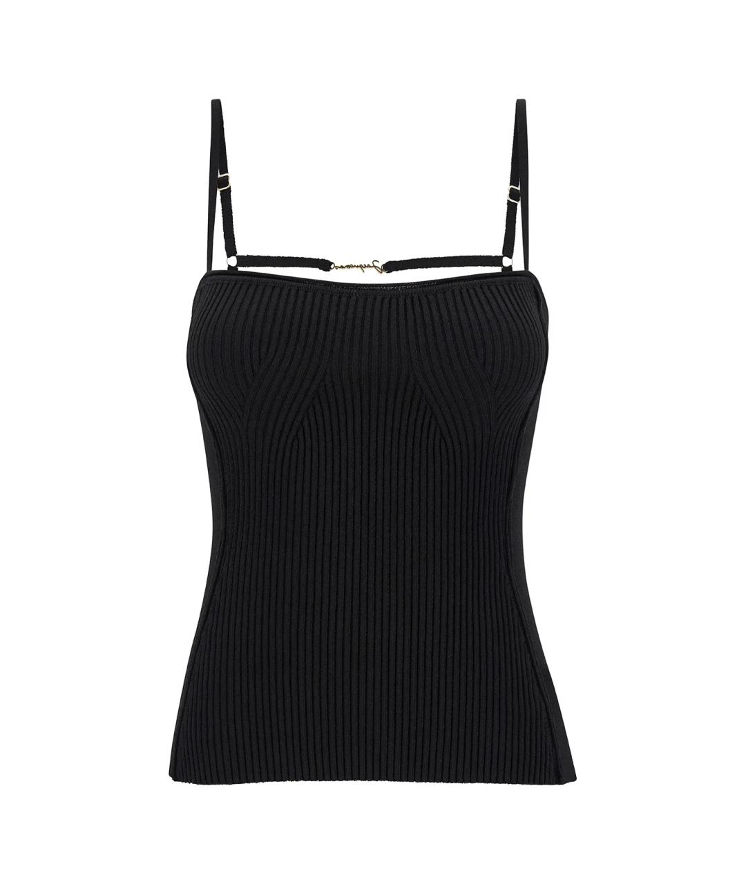 JACQUEMUS Черная вискозная майка, фото 1