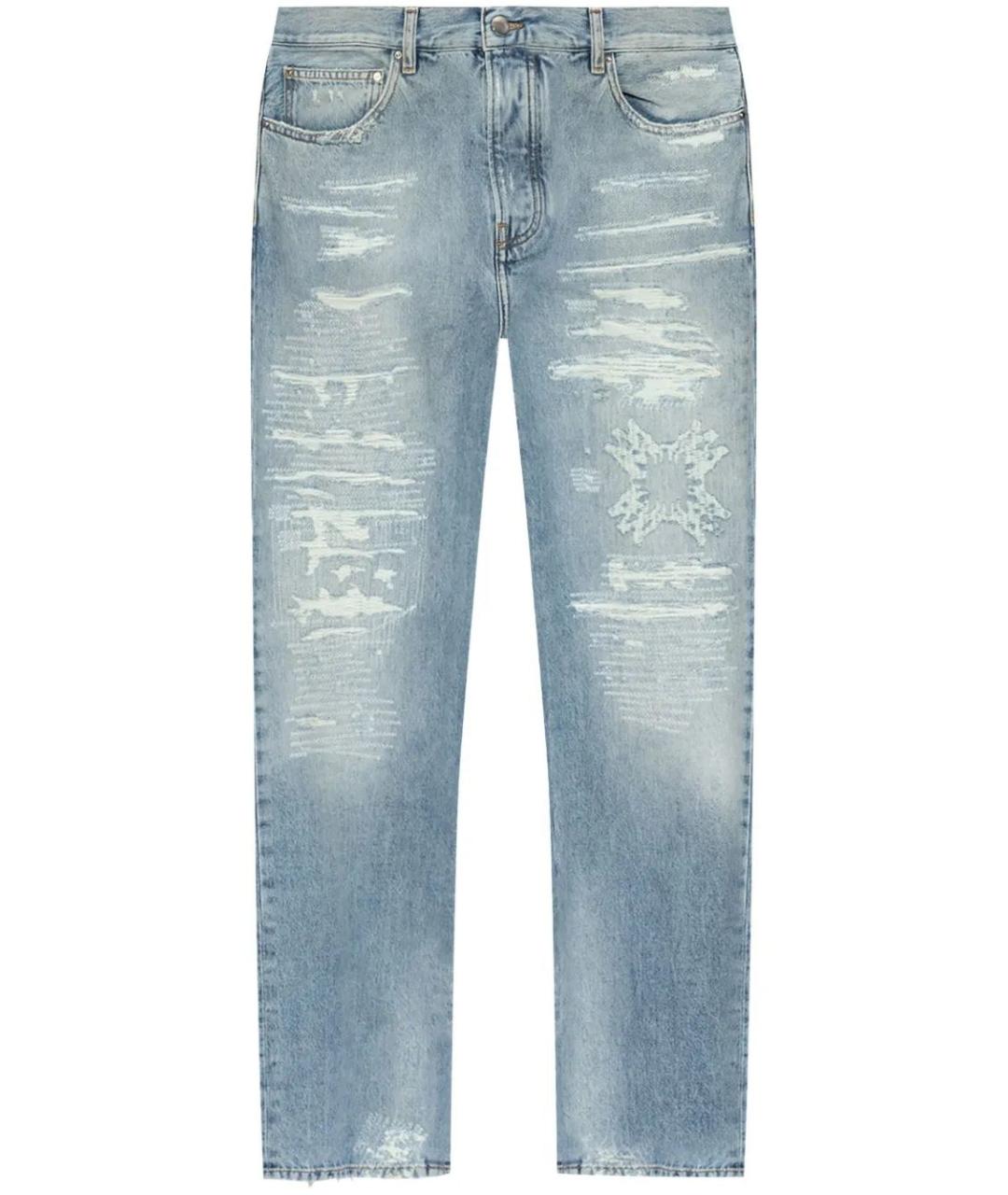 AMIRI Голубые хлопковые прямые джинсы, фото 1