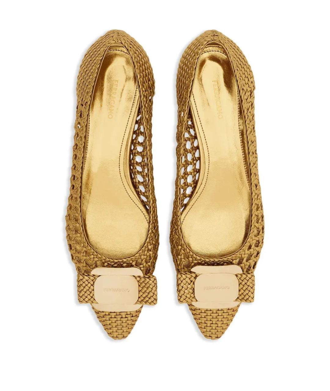 FERRAGAMO Горчичные текстильные балетки, фото 3