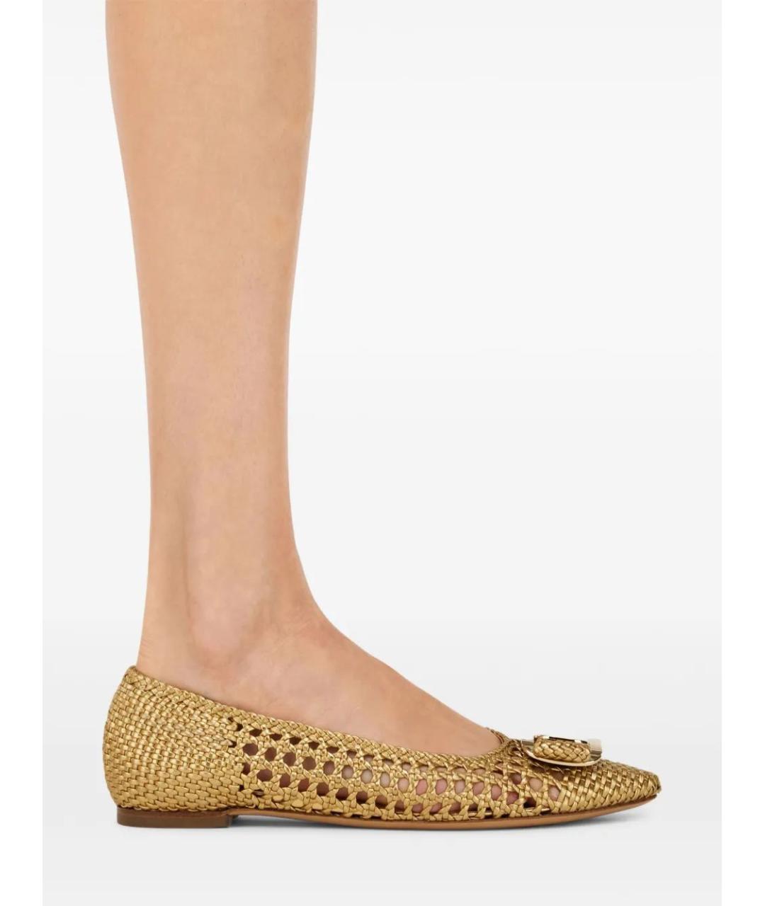 FERRAGAMO Горчичные текстильные балетки, фото 5