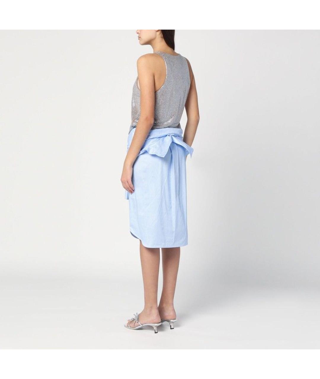 GIUSEPPE DI MORABITO Голубое хлопковое повседневное платье, фото 3