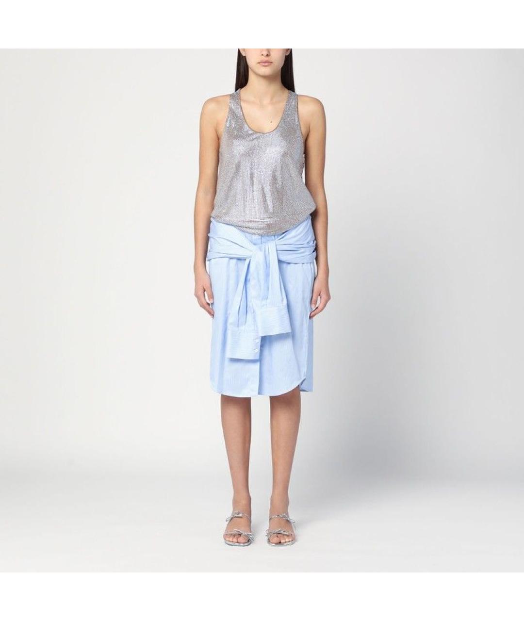 GIUSEPPE DI MORABITO Голубое хлопковое повседневное платье, фото 2