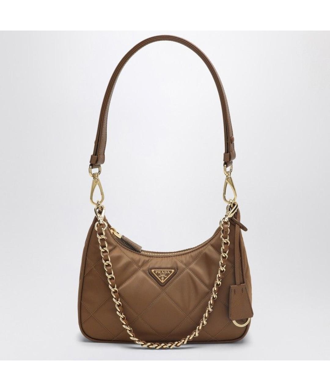 PRADA Коричневая синтетическая сумка через плечо, фото 3