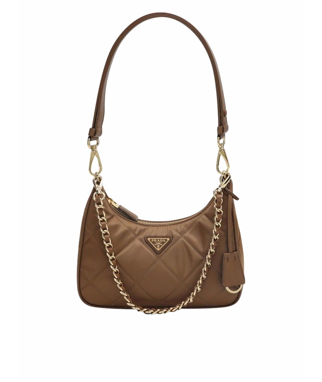 PRADA Коричневая синтетическая сумка через плечо, фото 1