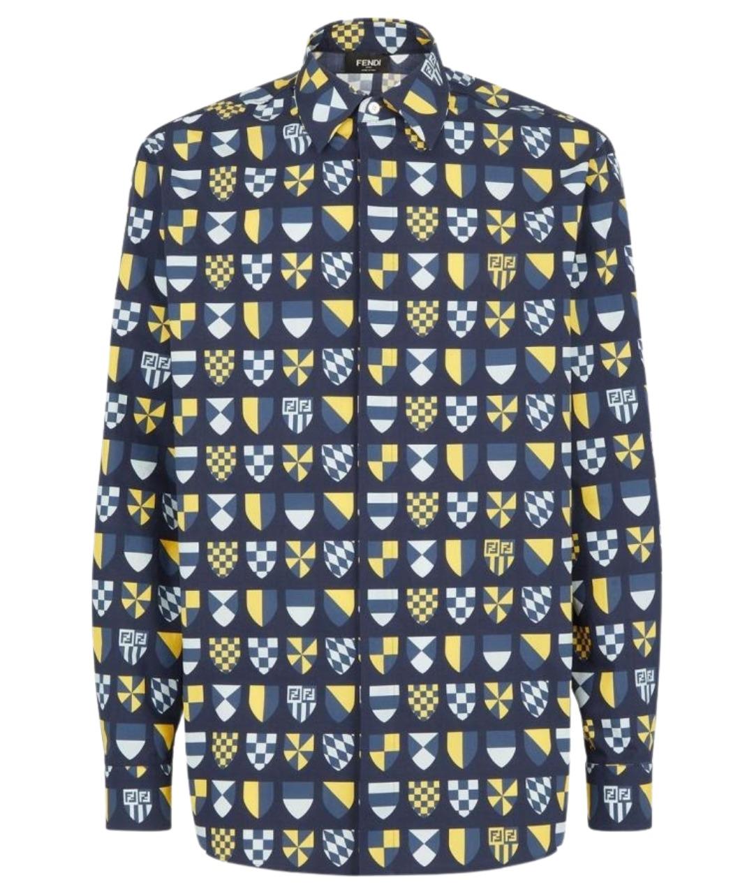 FENDI Синяя хлопковая кэжуал рубашка, фото 1