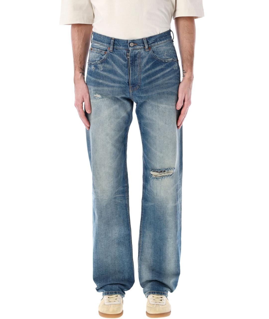 MM6 MAISON MARGIELA Голубые хлопковые прямые джинсы, фото 2