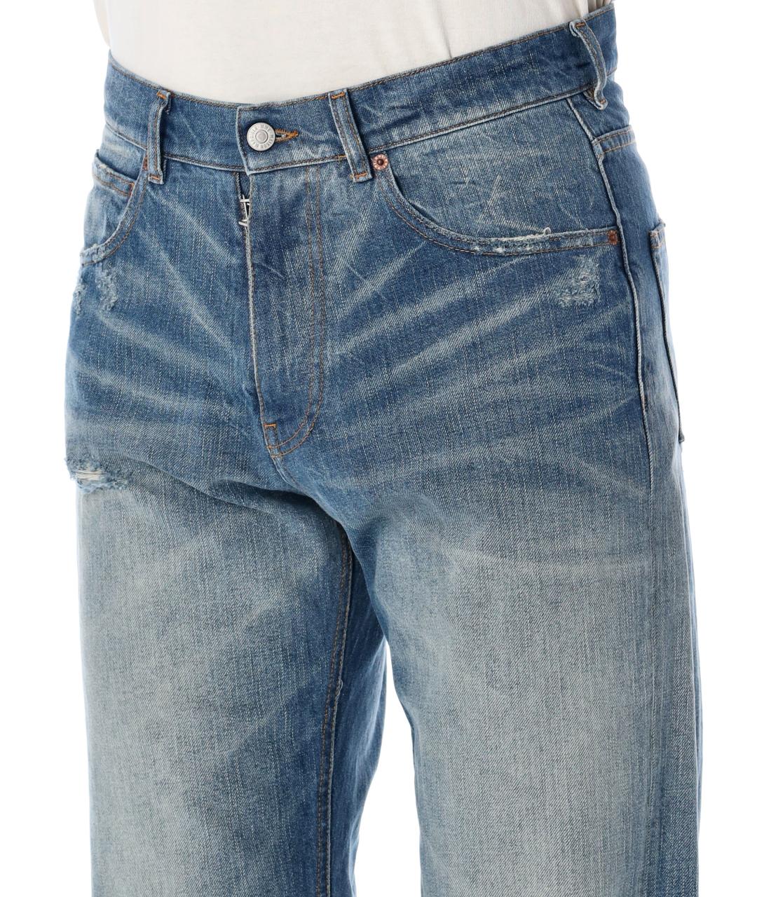 MM6 MAISON MARGIELA Голубые хлопковые прямые джинсы, фото 4