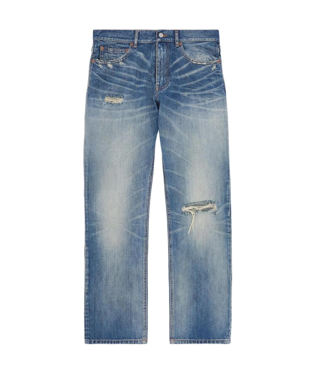 MM6 MAISON MARGIELA Голубые хлопковые прямые джинсы, фото 1